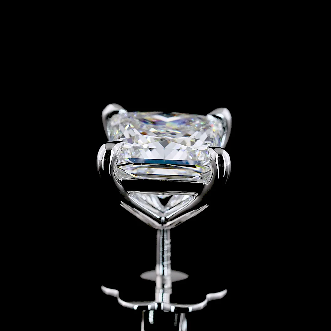 0 Cts 14k White Gold Princess Shape Studs Earring - Image 4