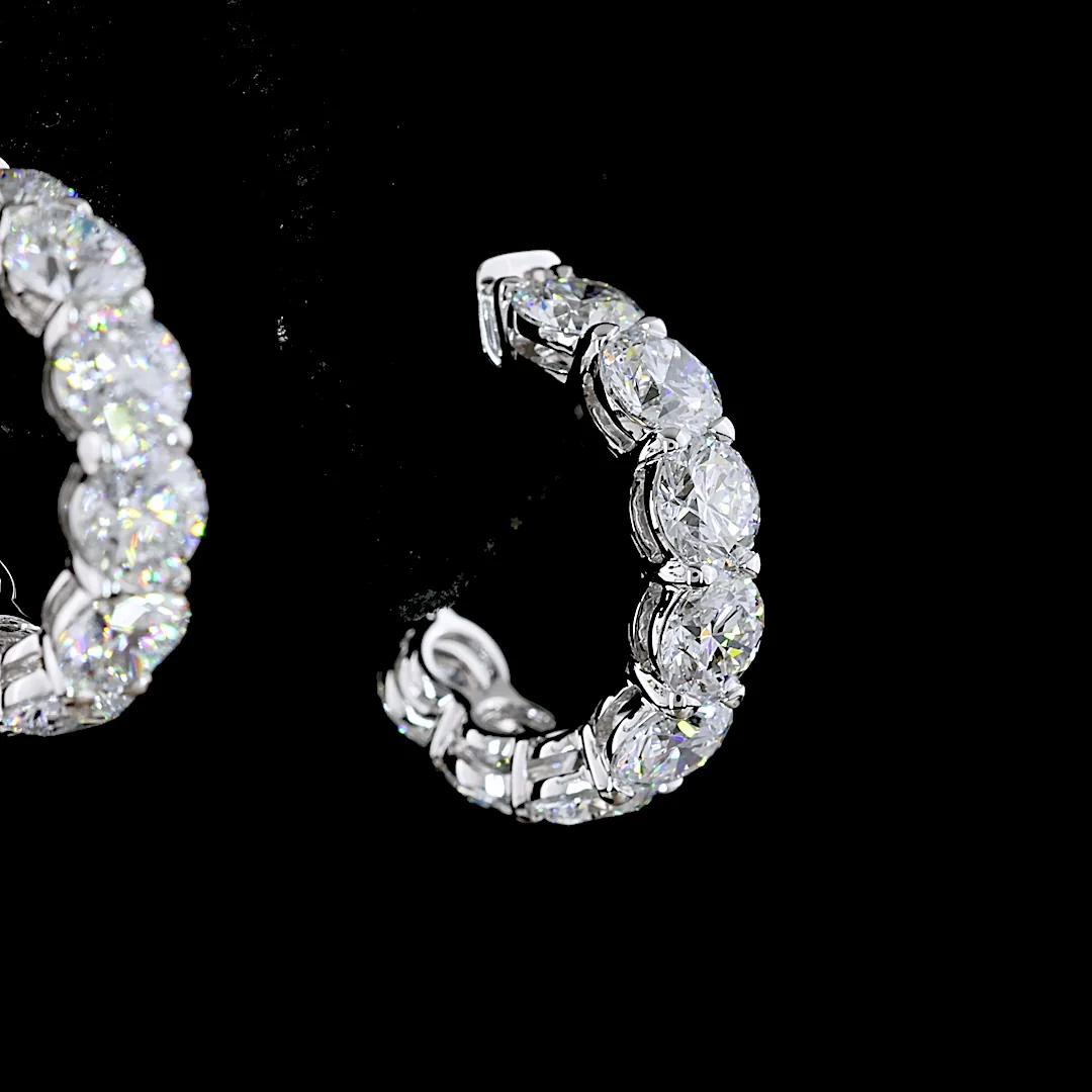 2.89 Cts 14k White Gold Round Shape C Hoops Earring - Image 2