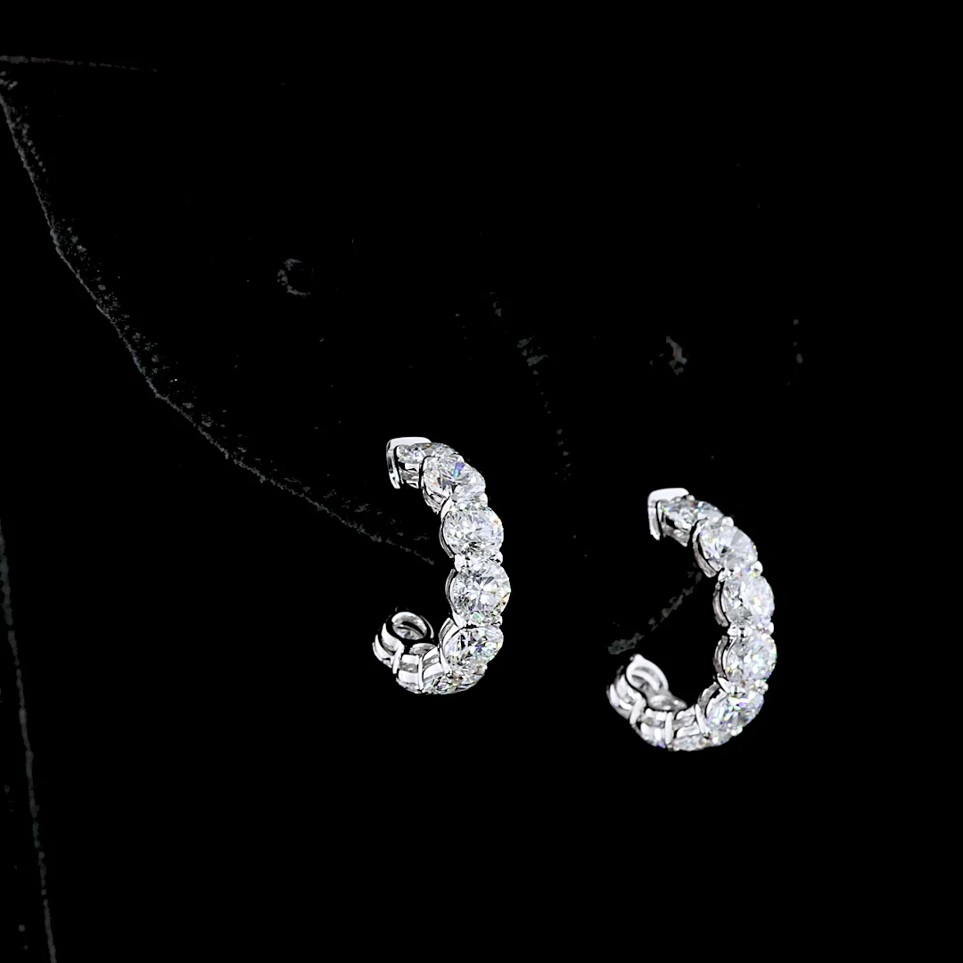 2.89 Cts 14k White Gold Round Shape C Hoops Earring - Video