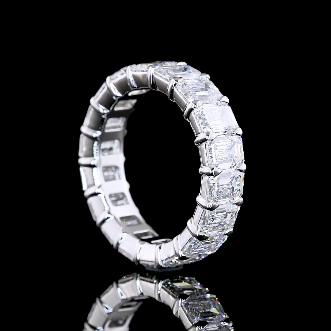 6.89 Cts Platinum Emerald Shape Eternity Band Eternity Band - Image 2