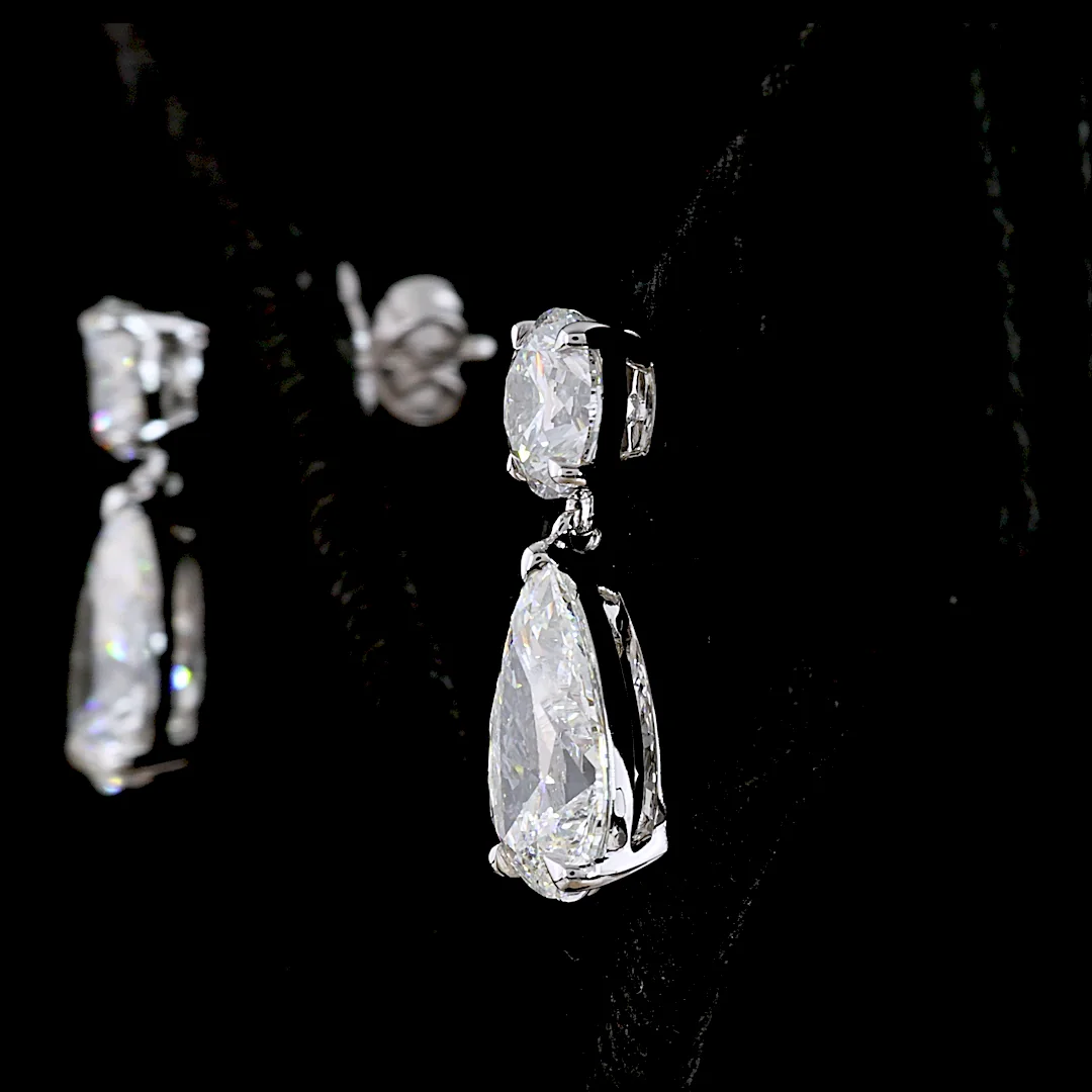 5.01 Cts 14k White Gold Round Shape Hanging Earring - Image 2