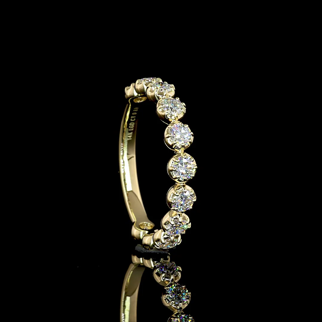 0.88 Cts 14k Yellow Gold Round Shape 3/4 Band Eternity Band - Image 2