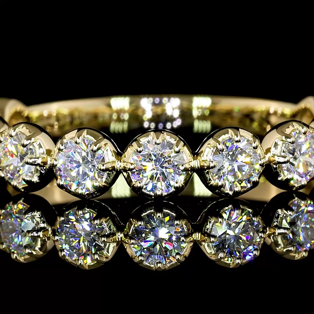 0.88 Cts 14k Yellow Gold Round Shape 3/4 Band Eternity Band - Image 3