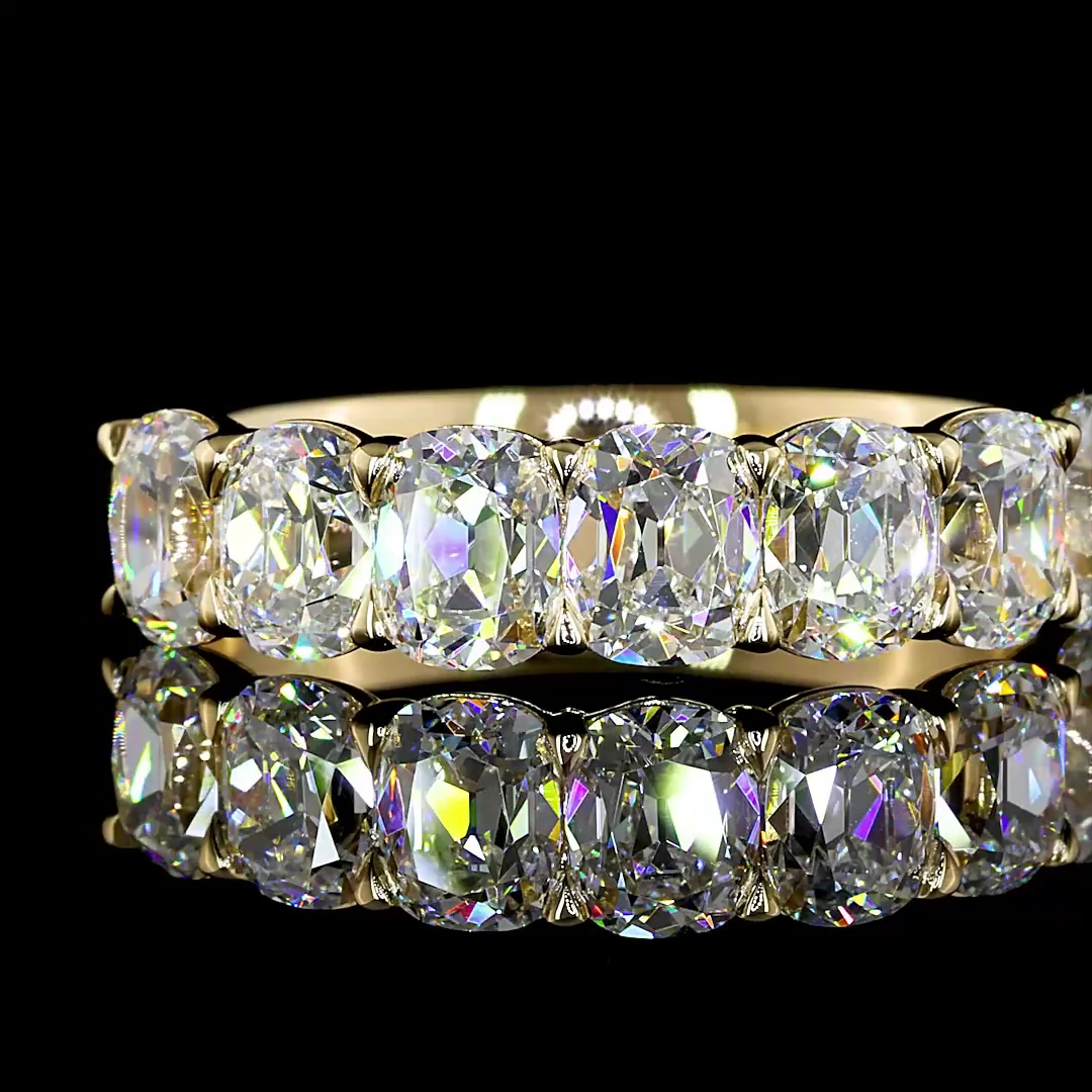 3.27 Cts 14k Yellow Gold Antique Cushion Shape 7 Stones Eternity Band - Image 3