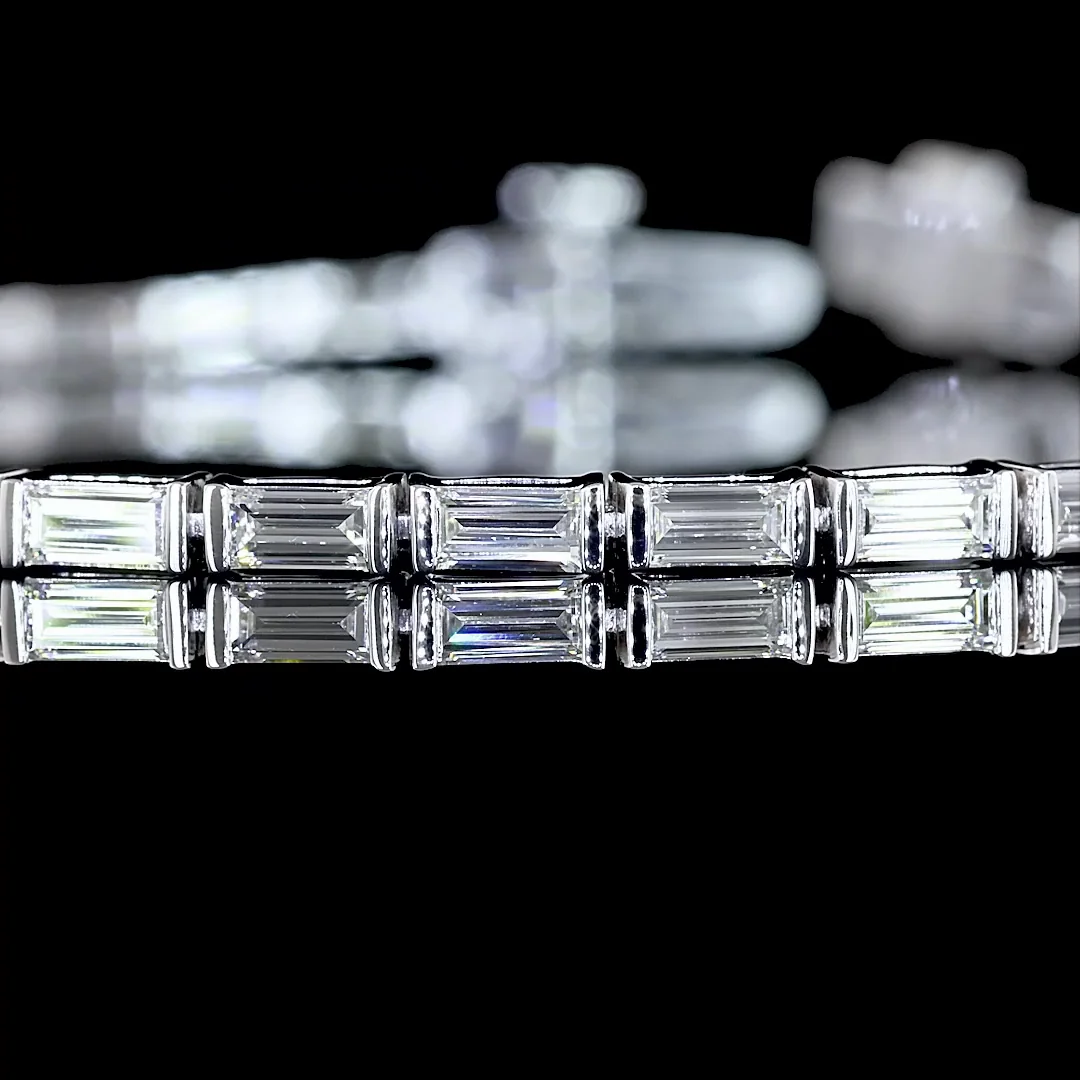 3.08 Cts 14k White Gold Baguette Shape Tennis Bracelet - Image 2