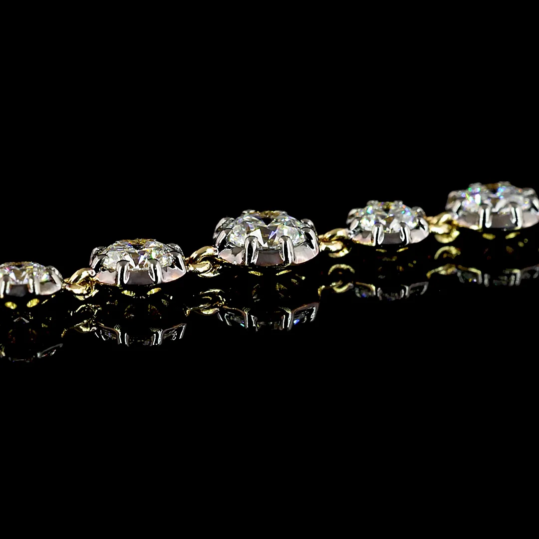 10.16 Cts 14k Yellow Gold Round Shape Station Line Tennis Necklace - Image 2