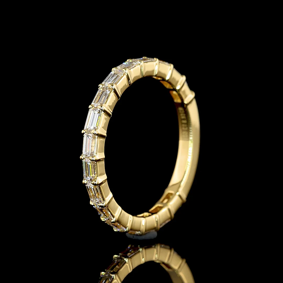 0.92 Cts 18k Yellow Gold Baguette Shape 3/4 Band Eternity Band - Image 4