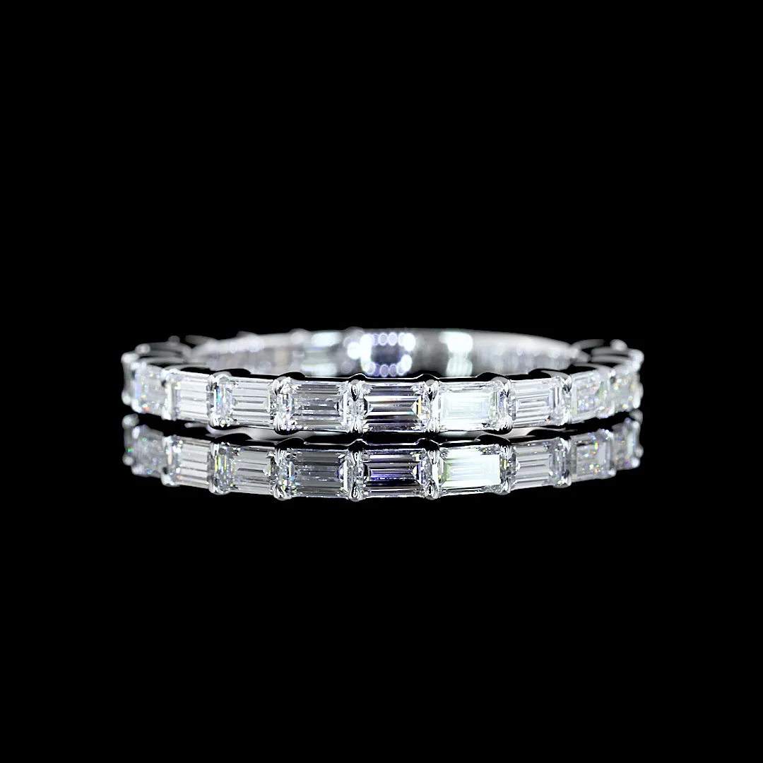 0.93 Cts 18k White Gold Baguette Shape 3/4 Band Eternity Band - Video