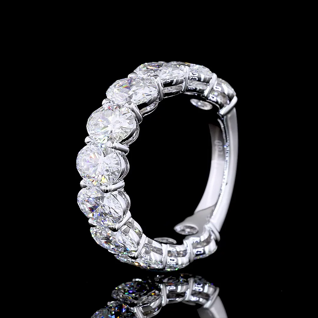 5.77 Cts Platinum Oval Shape 3/4 Band Eternity Band - Image 4