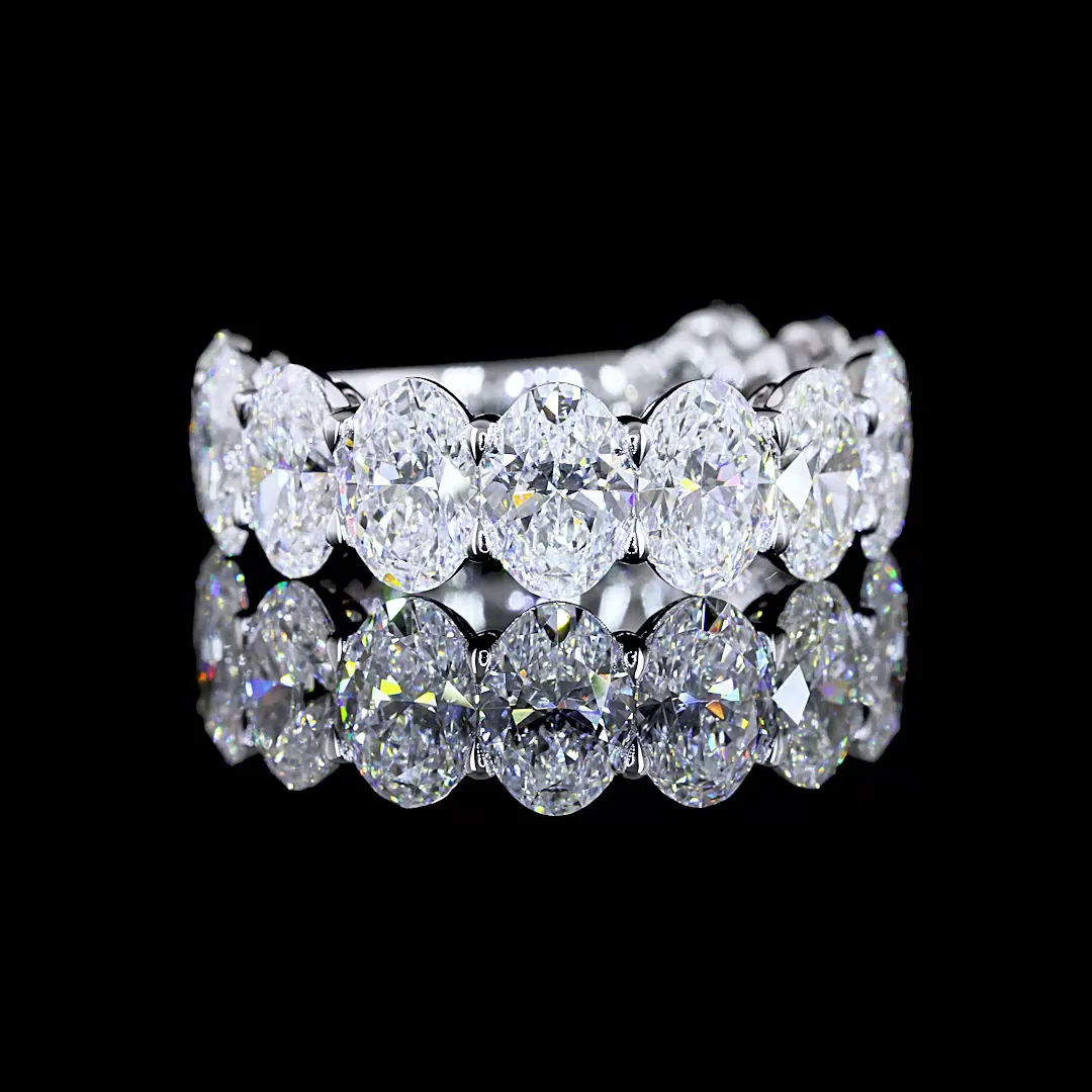 5.77 Cts Platinum Oval Shape 3/4 Band Eternity Band - Video