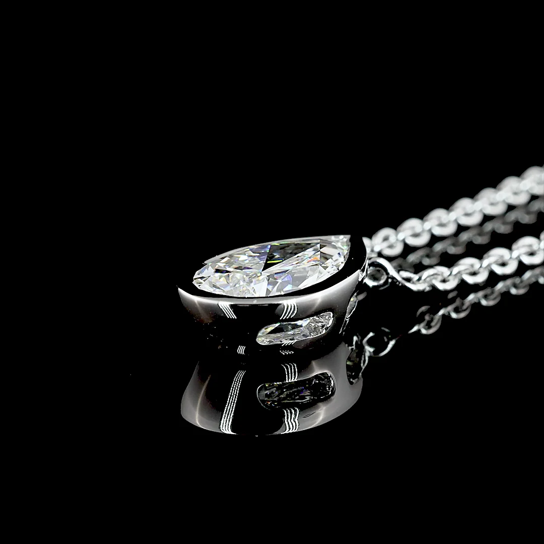 1.62 Cts 14k White Gold Pear Shape Solitaire Pendant - Image 4