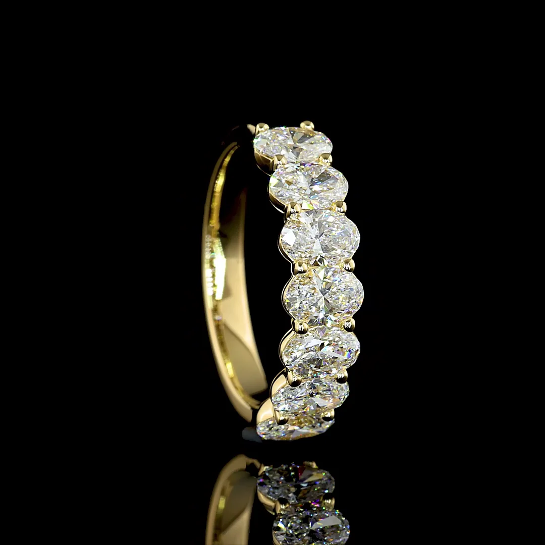 1.96 Cts 14k Yellow Gold Oval Shape 7 Stones Eternity Band - Image 2
