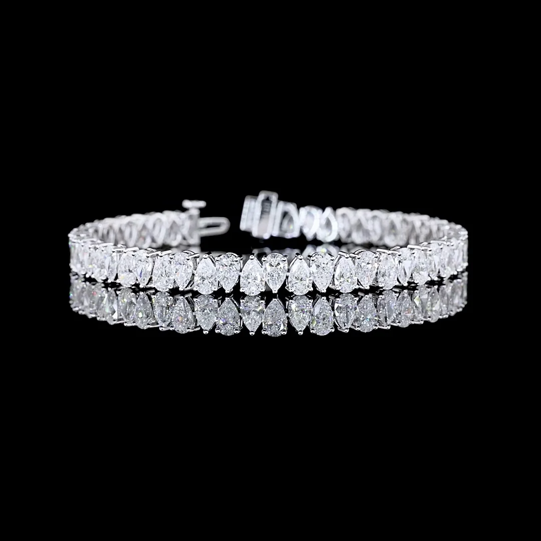 14.24 Cts 14k White Gold Pear Shape Tennis Bracelet - Video