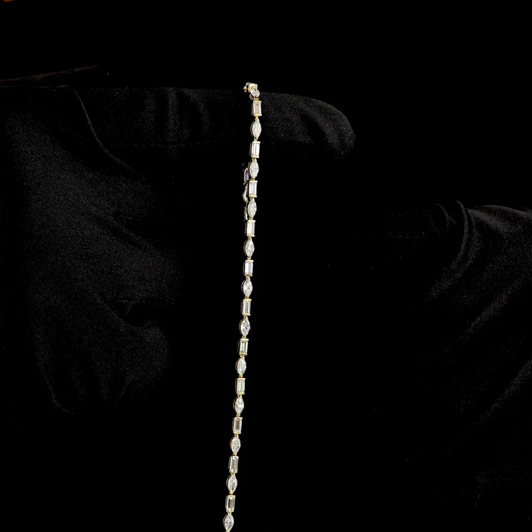 3.61 Cts 14k Yellow Gold Mix Shape Tennis Bracelet - Image 3