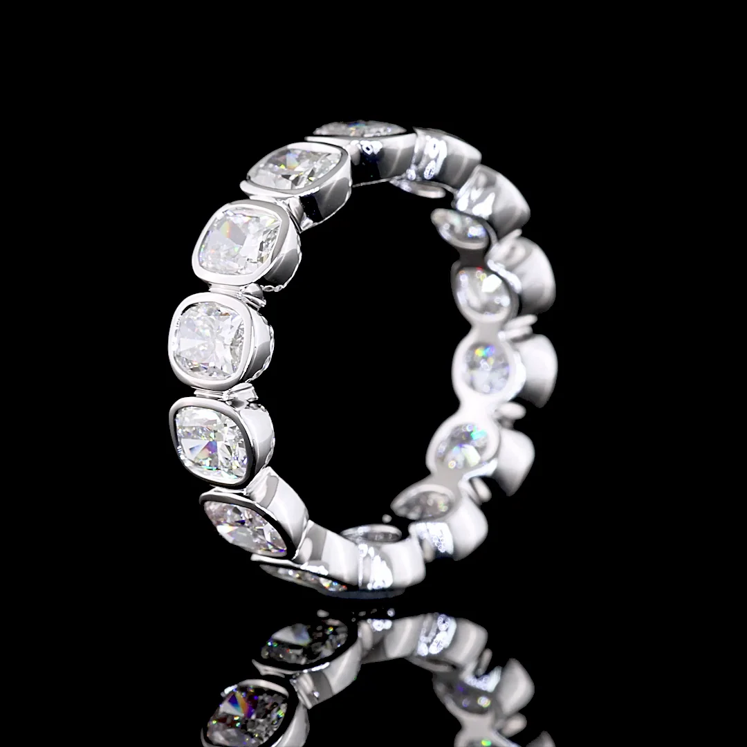 3.78 Cts 14k White Gold Cushion Brilliant Shape Eternity Band Eternity Band - Image 4