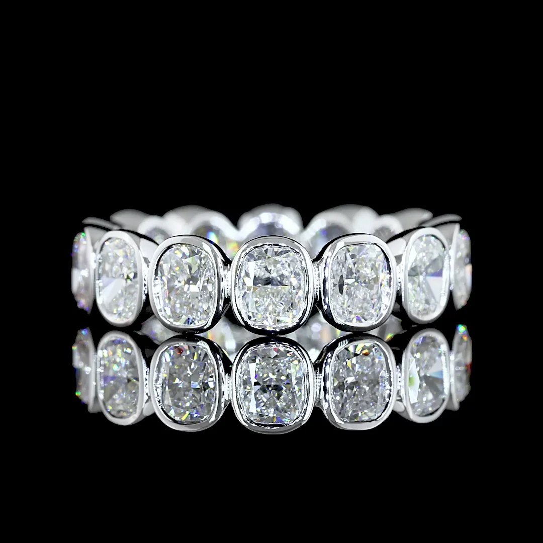 3.78 Cts 14k White Gold Cushion Brilliant Shape Eternity Band Eternity Band - Video