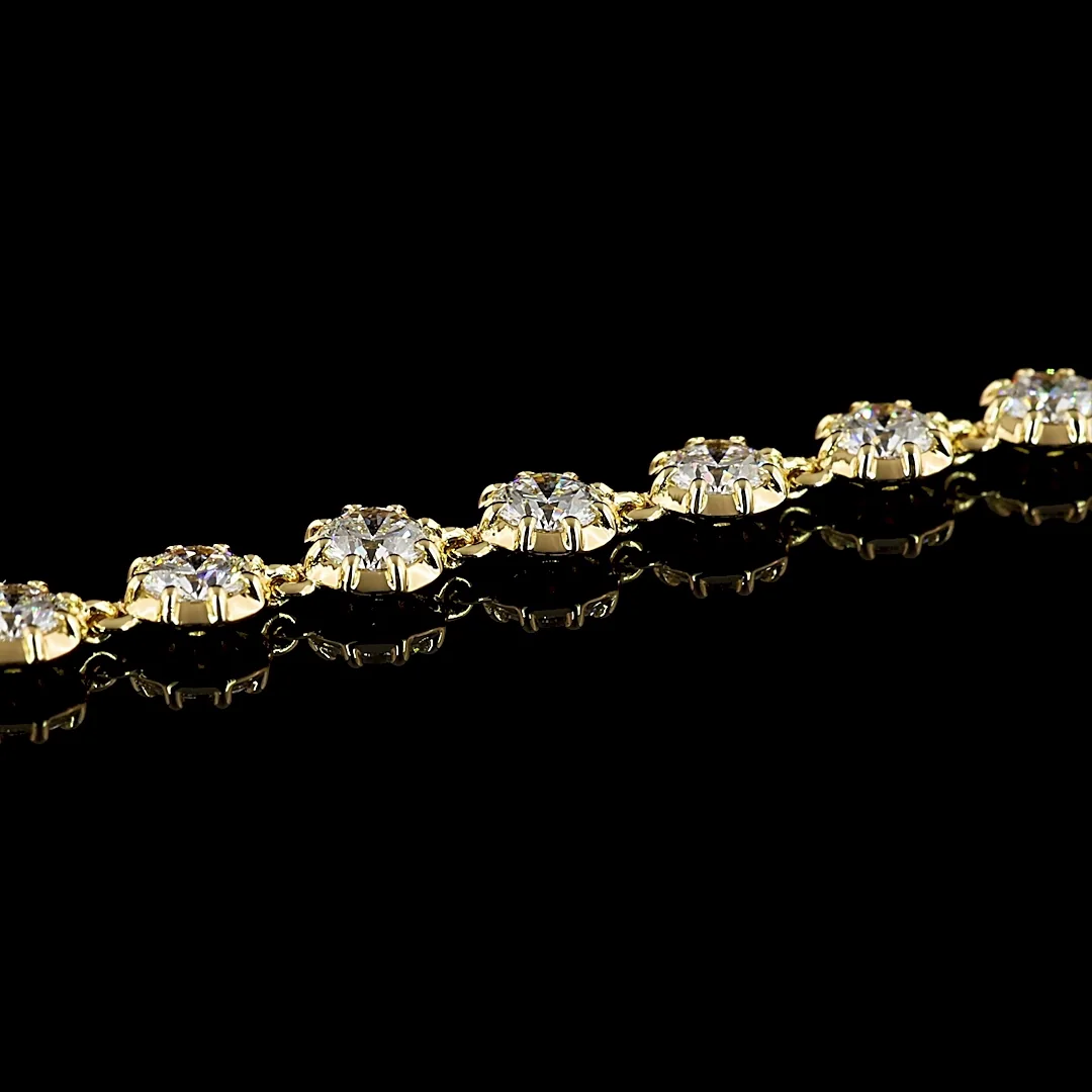 3.82 Cts 18k Yellow Gold Round Shape Tennis Bracelet - Image 2