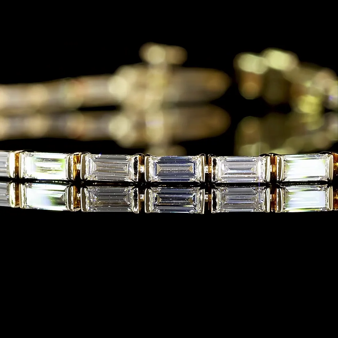 3.12 Cts 14k Yellow Gold Baguette Shape Tennis Bracelet - Image 2
