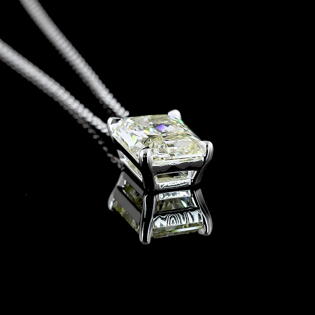 3.03 Cts 14k White Gold Radiant Shape Solitaire Pendant - Image 2