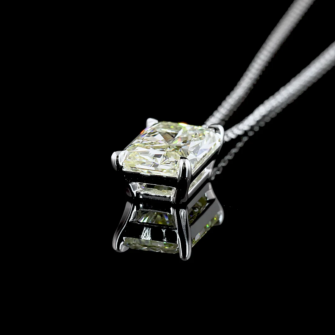 3.03 Cts 14k White Gold Radiant Shape Solitaire Pendant - Image 4