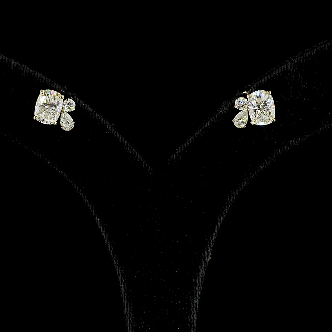 2.97 Cts 14k Yellow Gold Mix Shape Studs Earring - Image 3