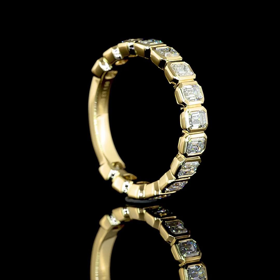 1.5 Cts 14k Yellow Gold Emerald Shape 3/4 Band Eternity Band - Image 2