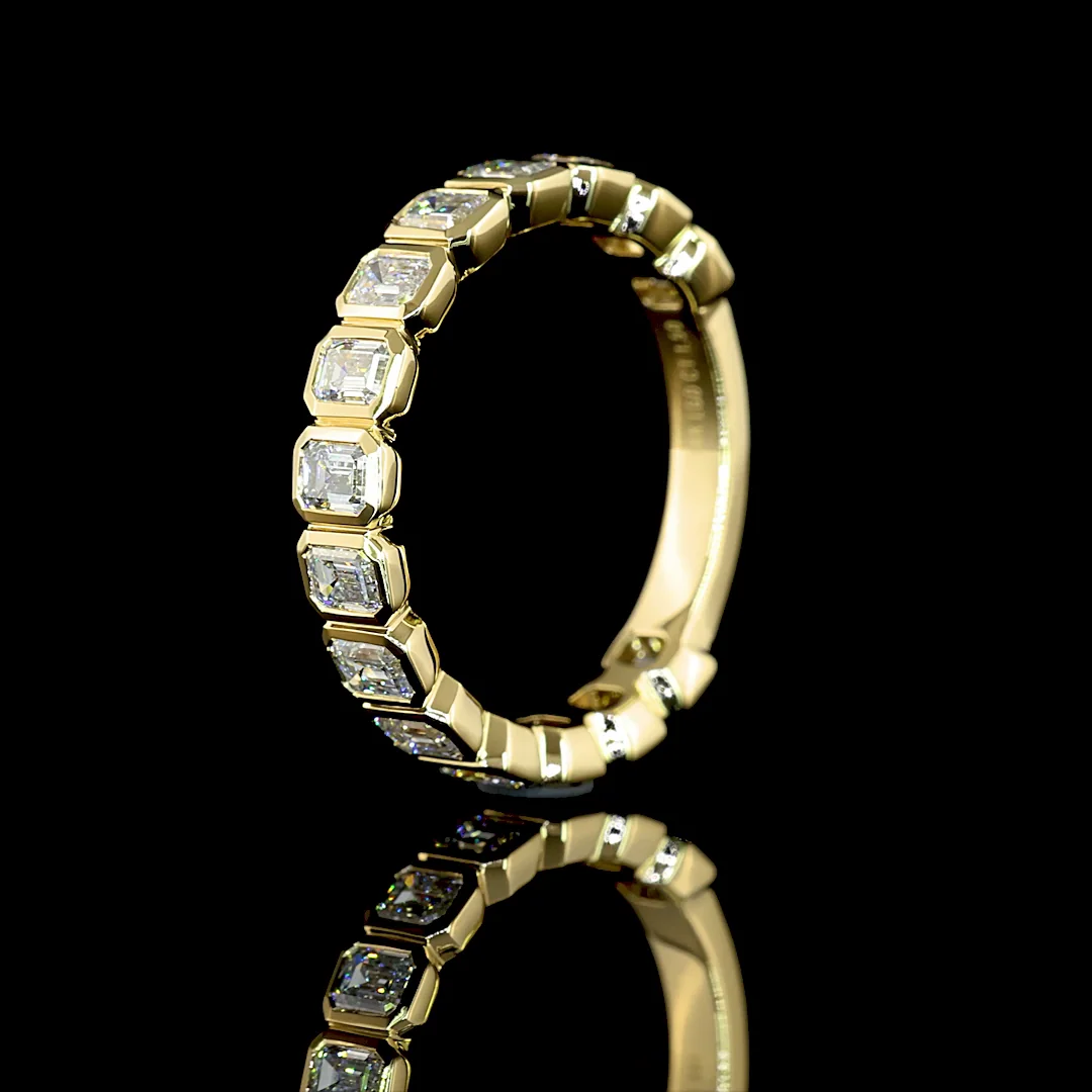 1.5 Cts 14k Yellow Gold Emerald Shape 3/4 Band Eternity Band - Image 4