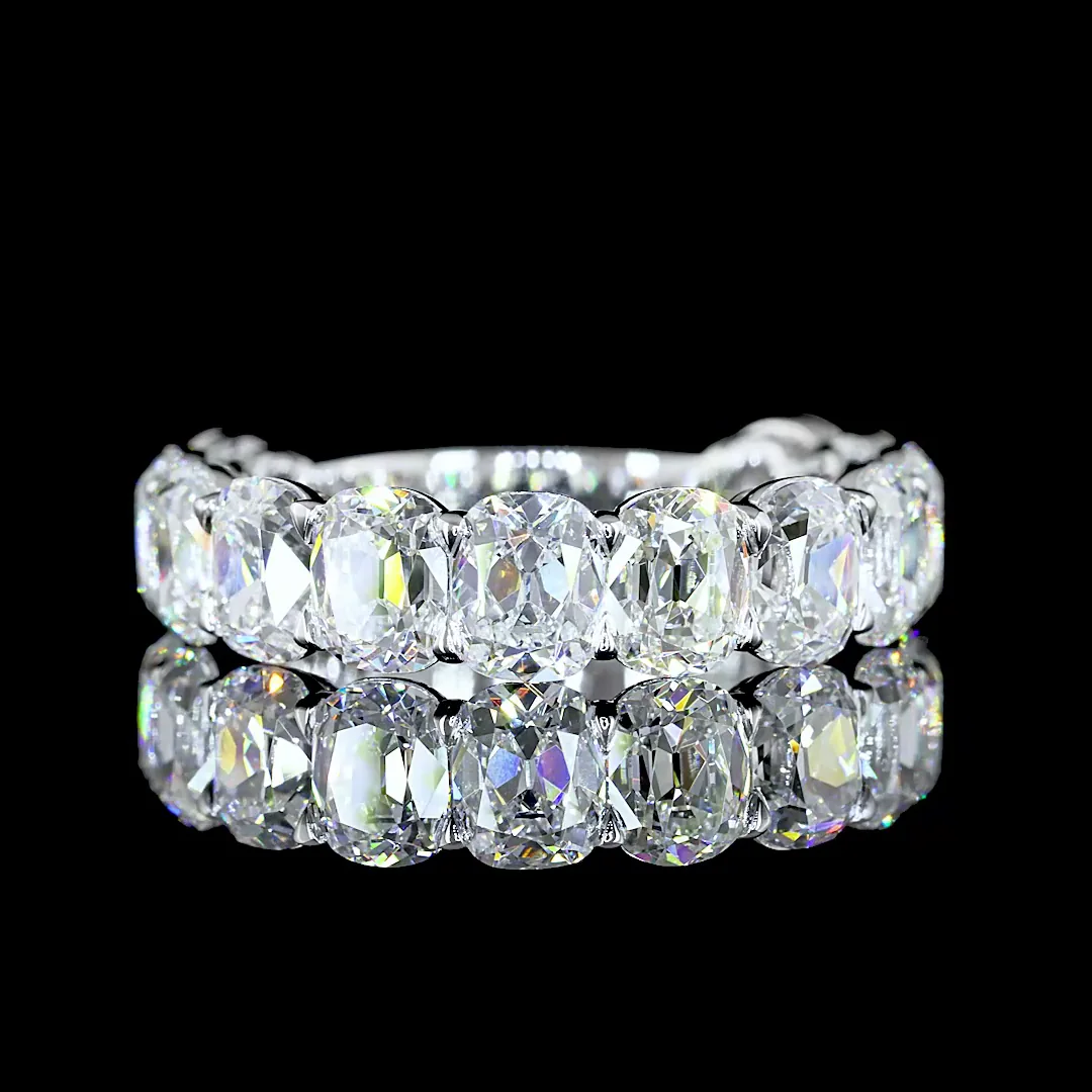 4.91 Cts 14k White Gold Antique Cushion Shape 3/4 Band Eternity Band - Video