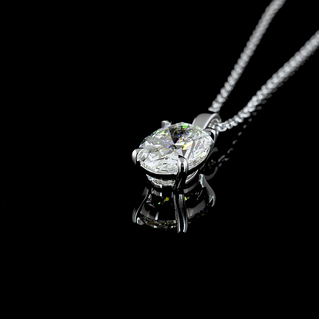 1.54 Cts 14k White Gold Oval Shape Solitaire Pendant - Image 4