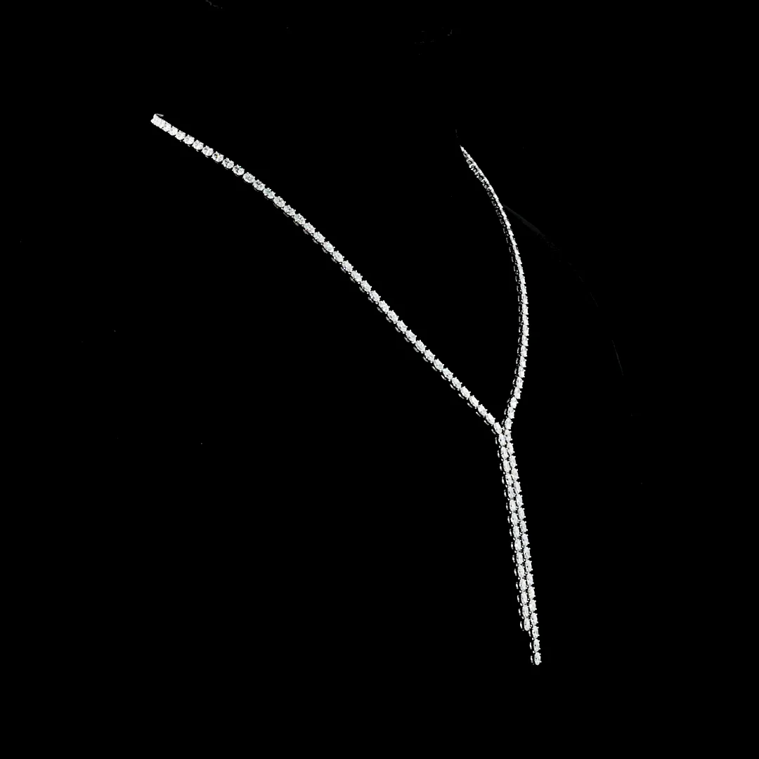 13.89 Cts 14k White Gold Oval Shape Lariat Necklace - Image 2