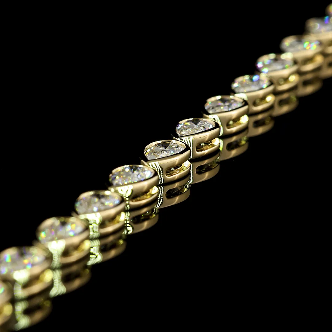 15.39 Cts 14k Yellow Gold Pear Shape Tennis Necklace - Image 2