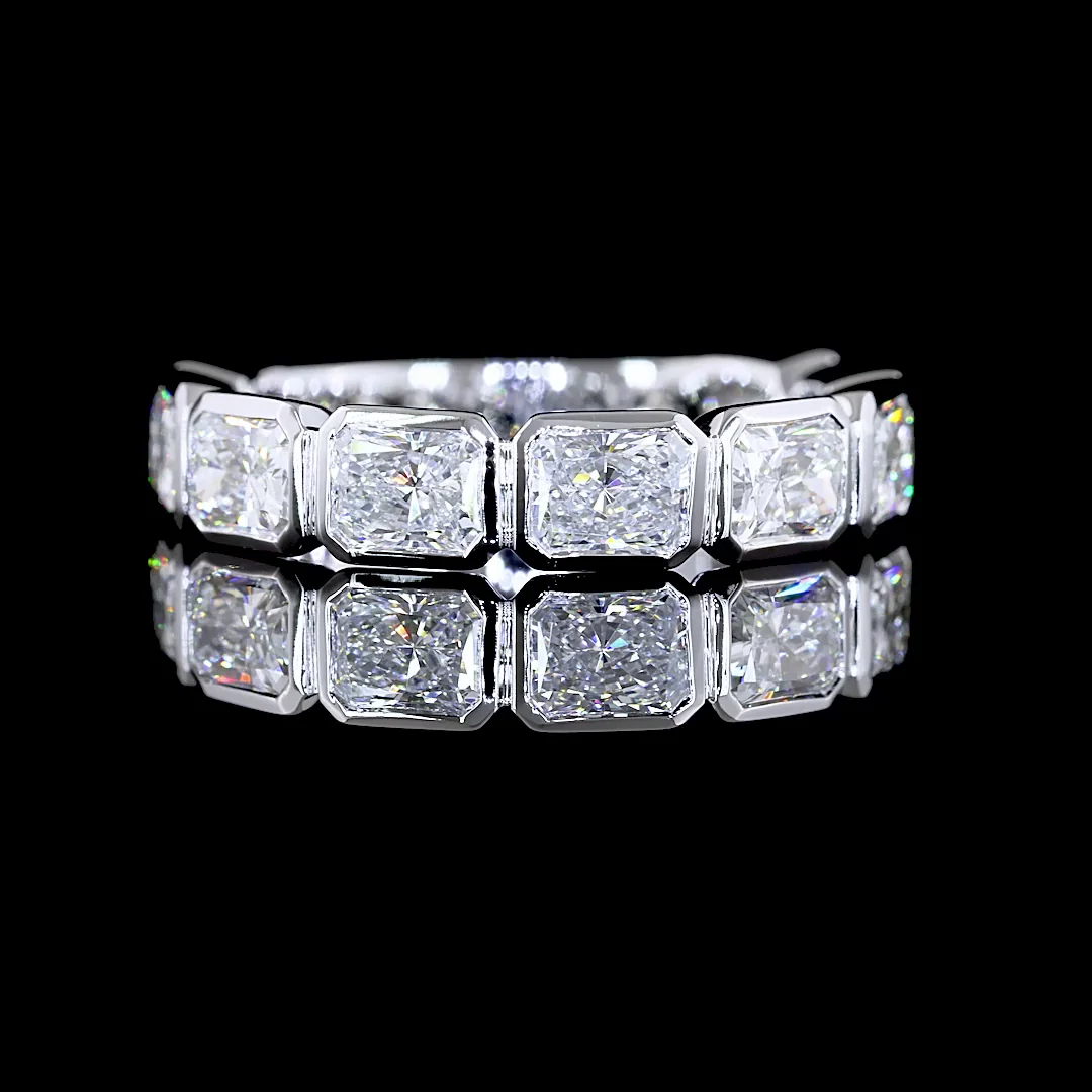 2.37 Cts 14k White Gold Radiant Shape 3/4 Band Eternity Band - Video