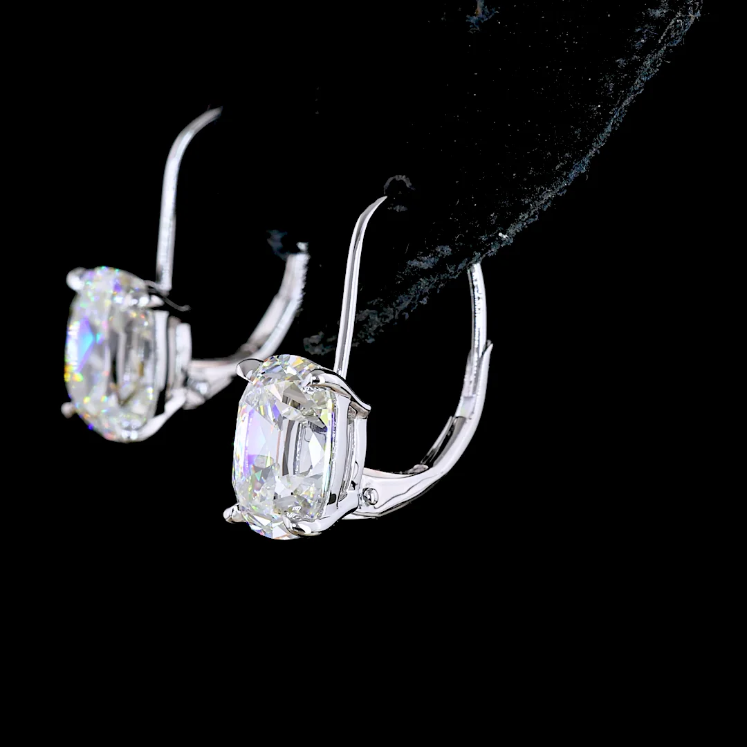 4.14 Cts 14k White Gold Antique Cushion Shape Hanging Earring - Image 4