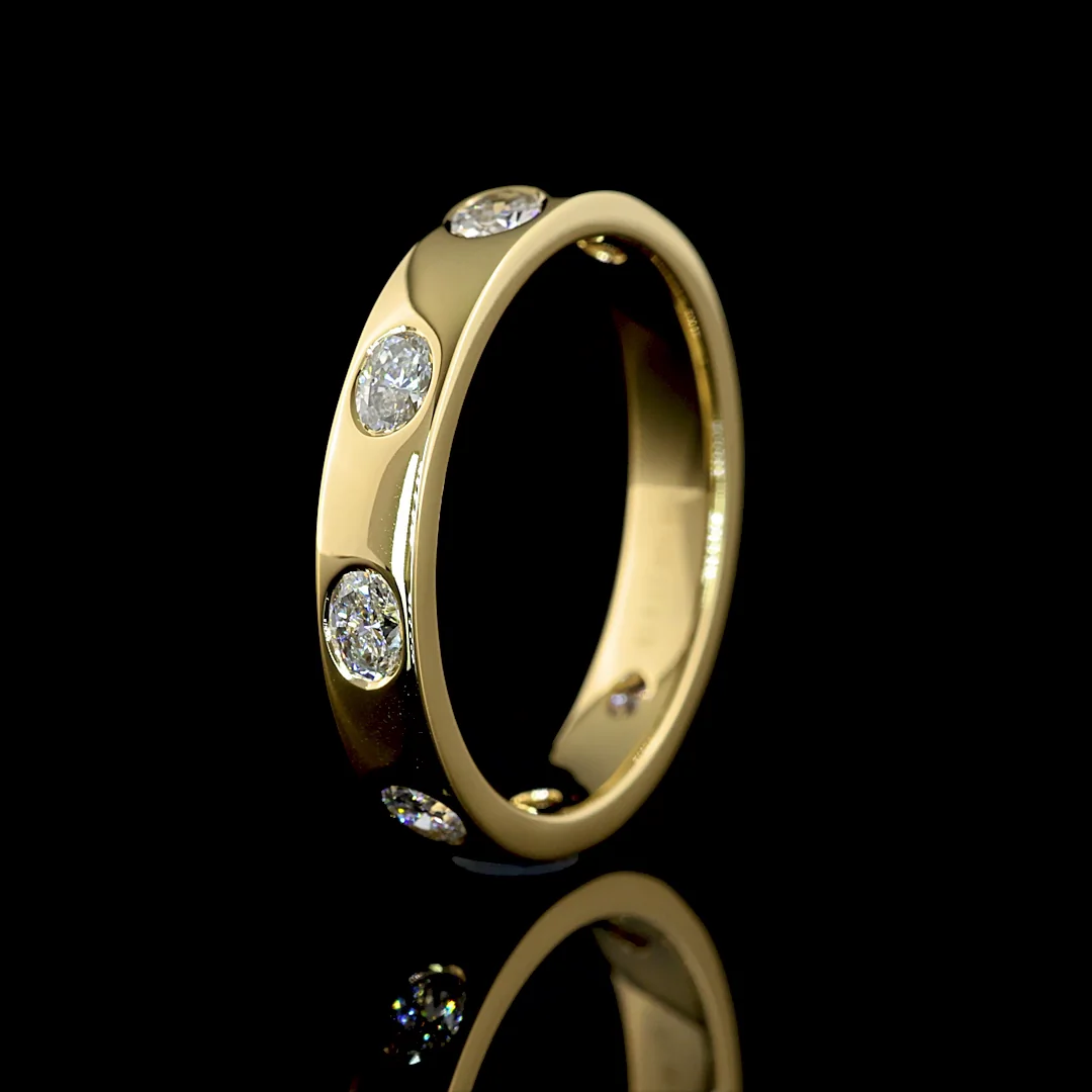 0.59 Cts 14k Yellow Gold Oval Shape 7 Stones Eternity Band - Image 4