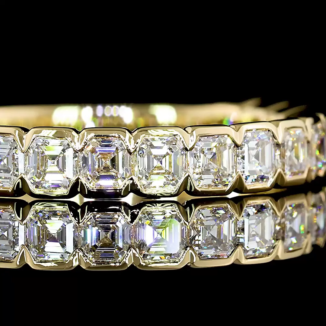 1.54 Cts 14k Yellow Gold Asscher Shape 3/4 Band Eternity Band - Image 3