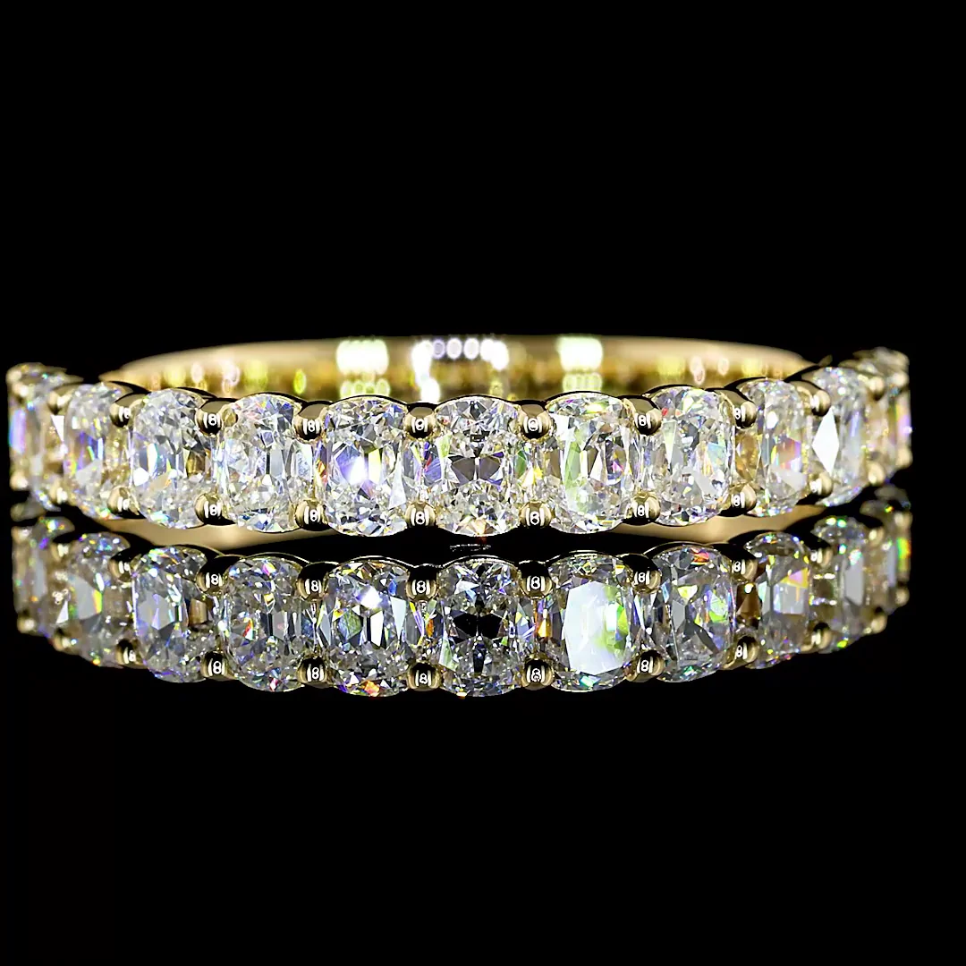 1.21 Cts 14k Yellow Gold Antique Cushion Shape Half Eternity Eternity Band - Image 3