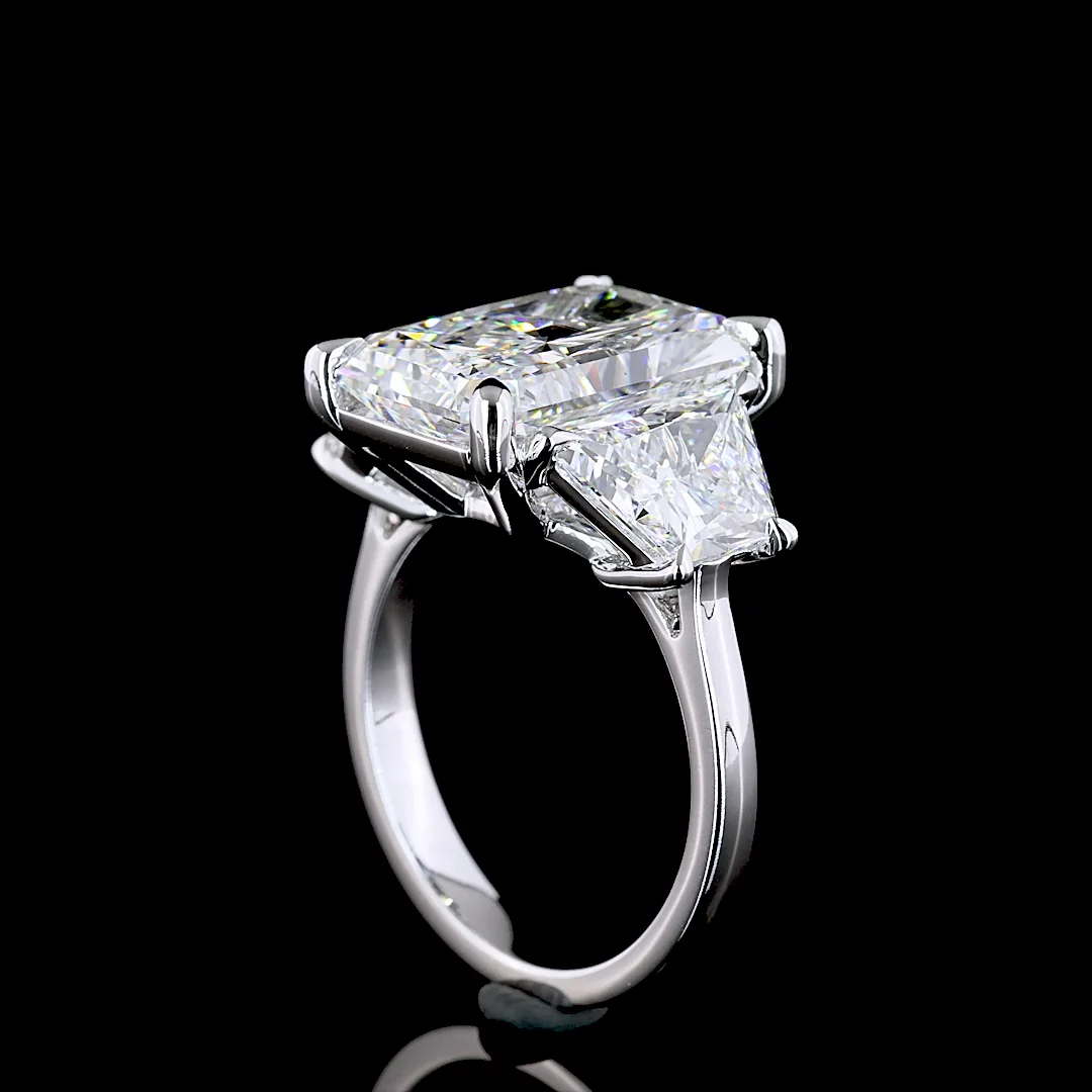 10.38 Cts 14k White Gold Radiant Shape 3 Stones Ring - Image 2