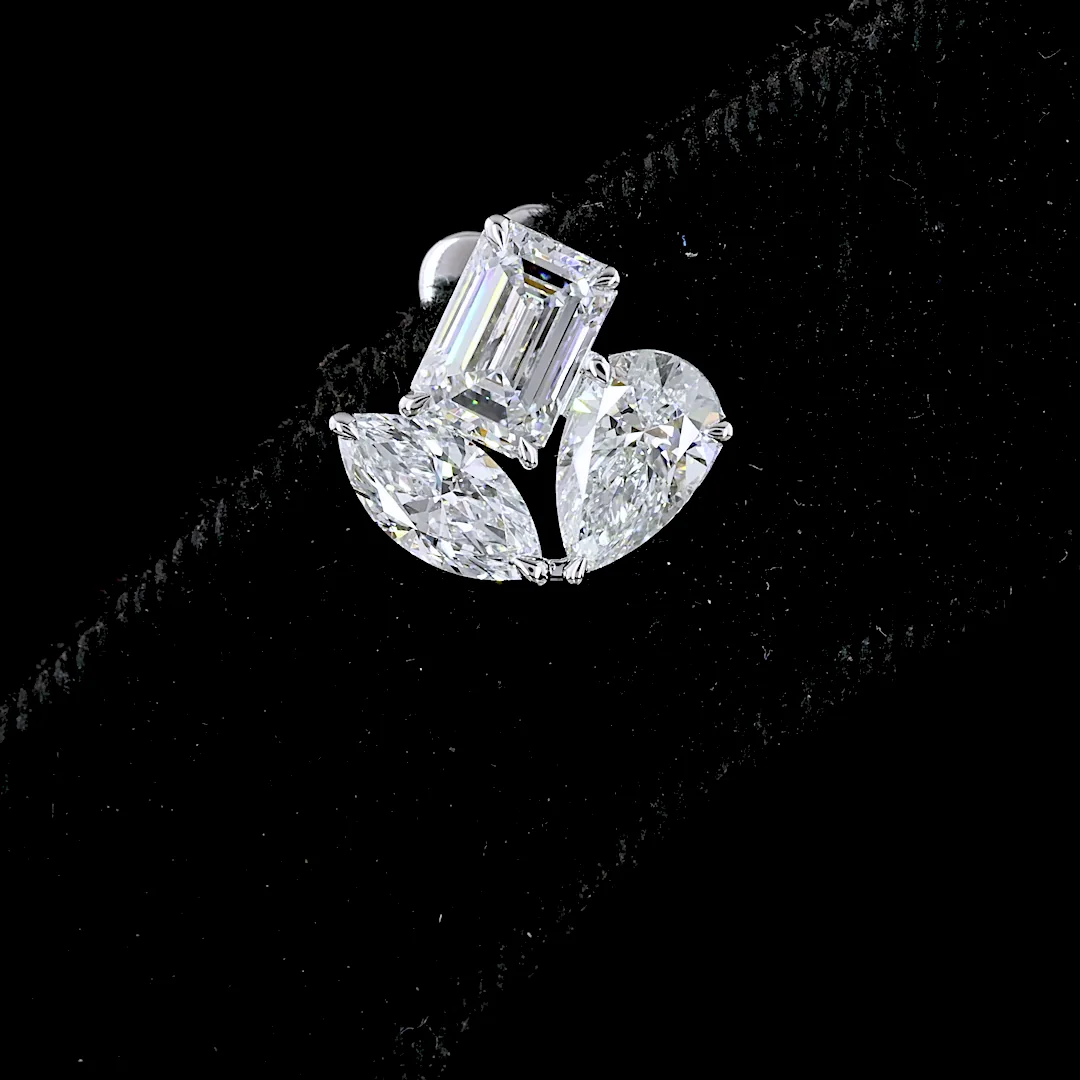 3 Cts 14k White Gold Mix Shape Studs Earring - Image 4