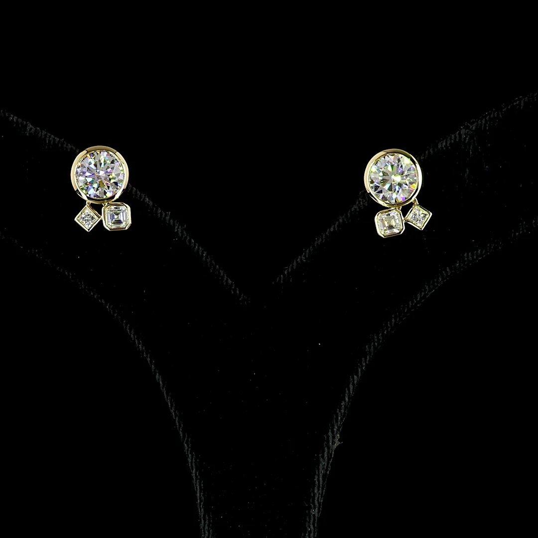 2.76 Cts 14k Yellow Gold Mix Shape Studs Earring - Image 3