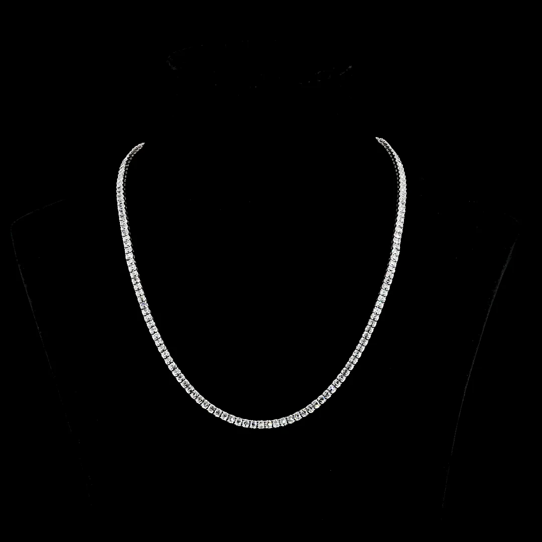 16.24 Cts 14k White Gold Antique Cushion Shape Tennis Necklace - Video