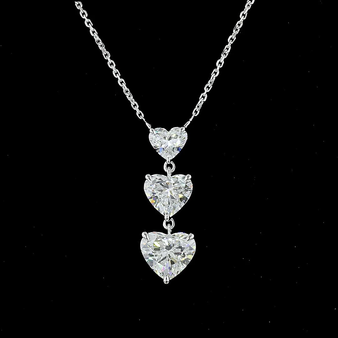 3.01 Cts 14k White Gold Heart Shape Pendant Pendant - Image 3