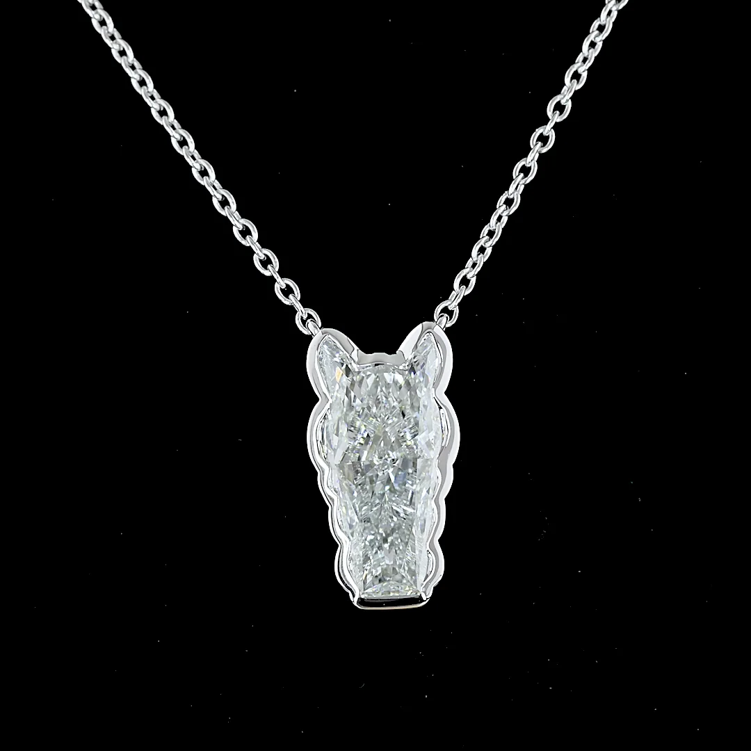 4.1 Cts 18k White Gold Horse Shape Symbol Pendant - Image 3