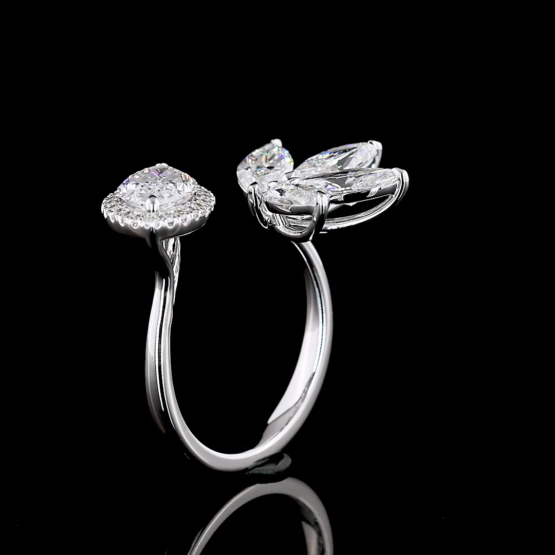 3.02 Cts 14k White Gold Marquise Shape Special Ring - Image 4