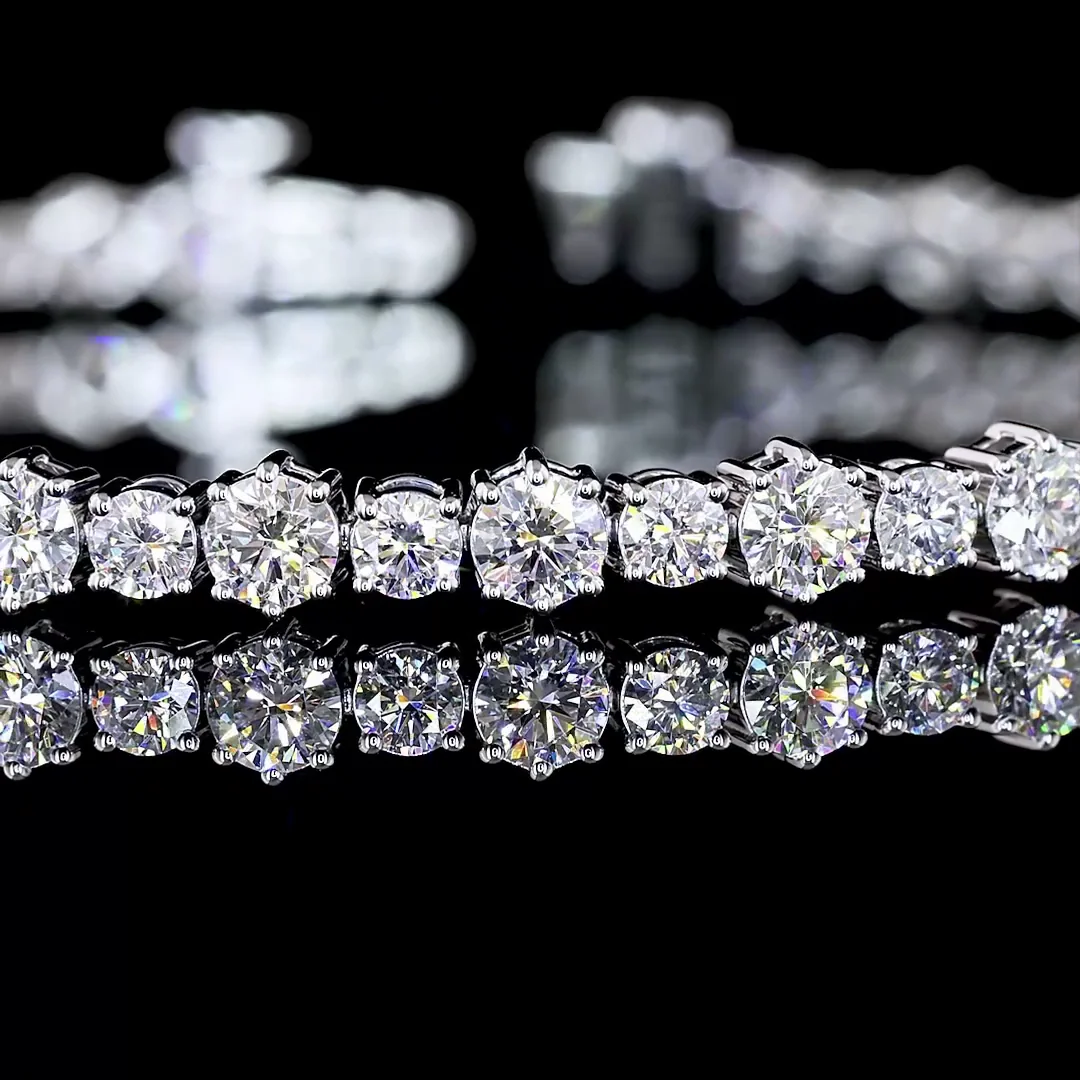 4.75 Cts 14k White Gold Round Shape Station Line Tennis Bracelet - Image 2