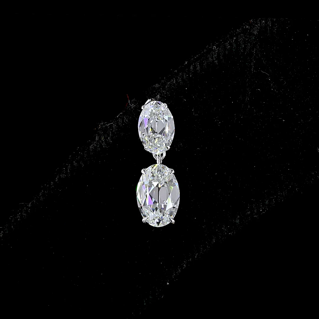 1.7 Cts 14k White Gold Antique Oval Shape Hanging Earring - Image 4
