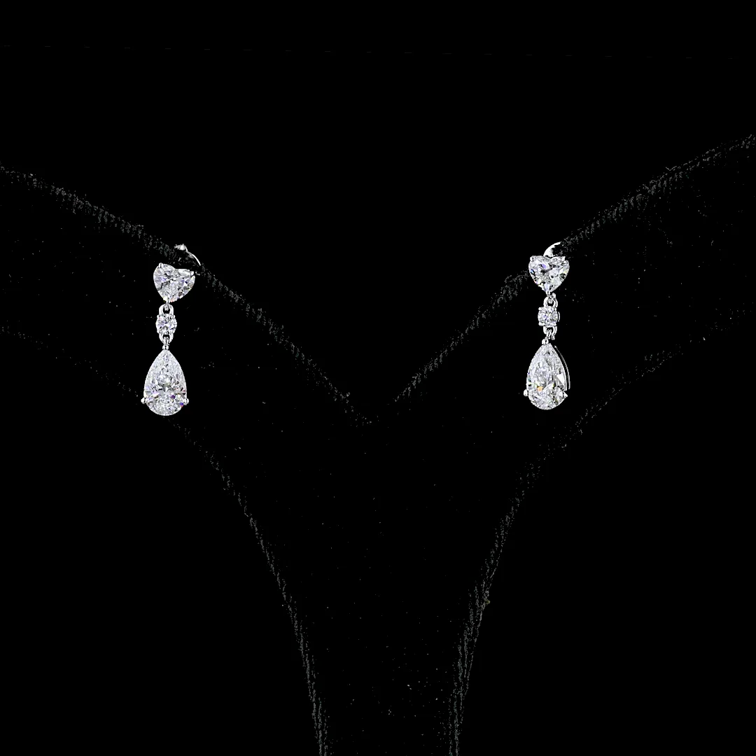 1.72 Cts 14k White Gold Mix Shape Hanging Earring - Image 3