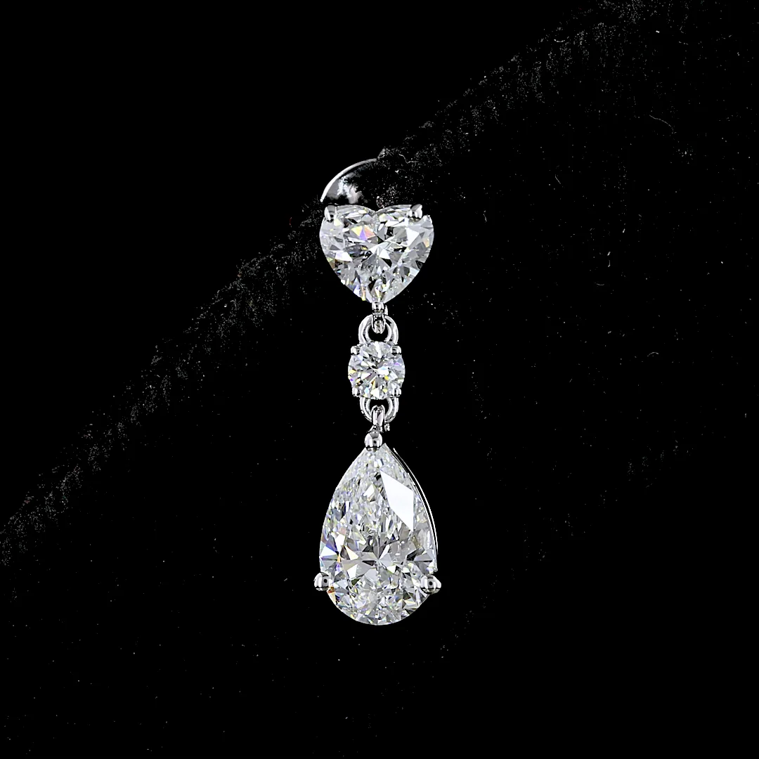 1.72 Cts 14k White Gold Mix Shape Hanging Earring - Image 4