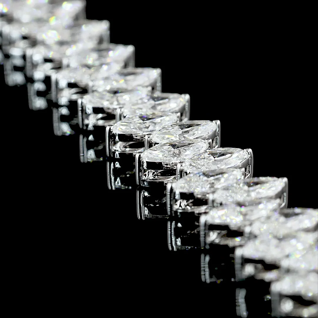 24.7 Cts 14k White Gold Marquise Shape Tennis Necklace - Image 2