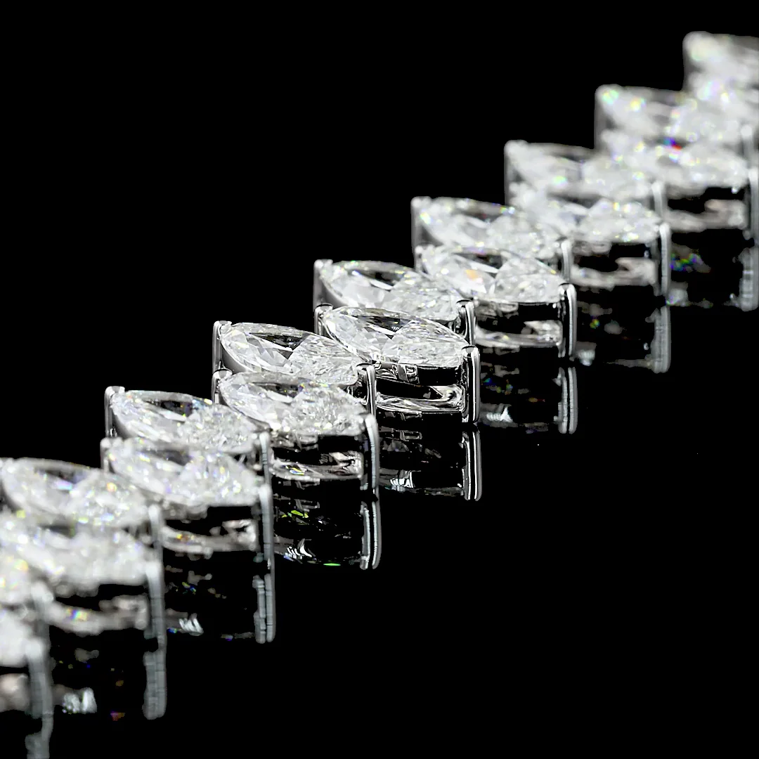 24.7 Cts 14k White Gold Marquise Shape Tennis Necklace - Image 4