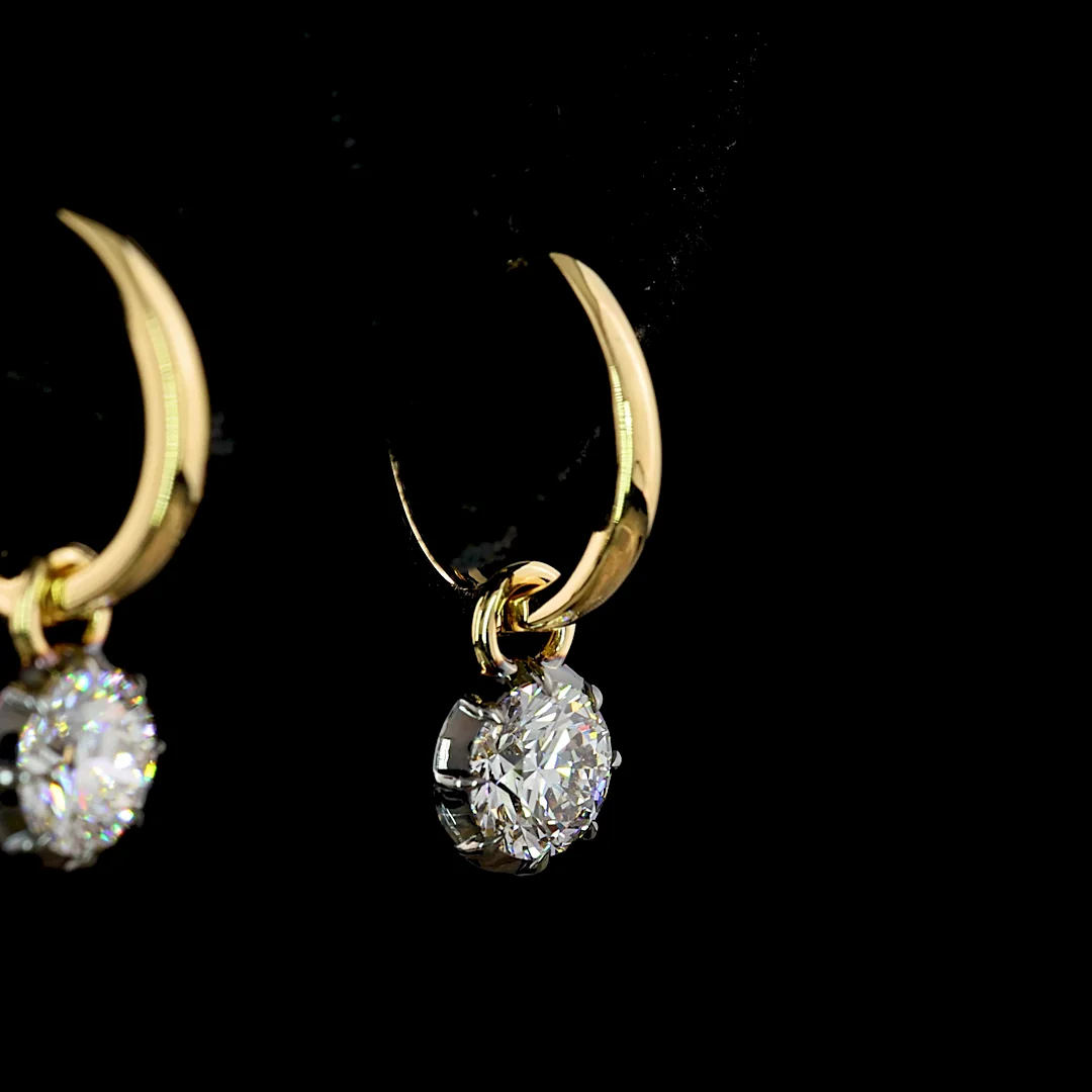 1.01 Cts 14k Yellow Gold Round Shape Hanging Earring - Image 2
